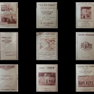 CARTEL ANTIGUO ORIGINAL DE 9 PUBLICIDADES ANTIGUAS DE MATAMOROS 1955