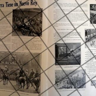 AFICHE ANTIGUO REY JORGE V. ASCIENDE AL TRONO, DESFILE 1910