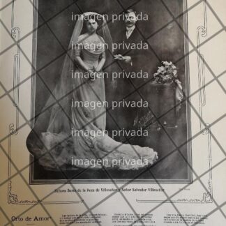 AFICHE ANTIGUO BODA. VILLASEÑOR PEZA 1910