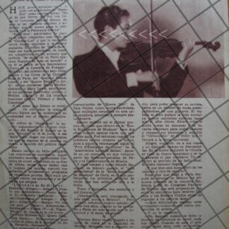 AFICHE ANTIGUO VIOLINISTA. SAMUEL BONIFACIO ZARATE  1937