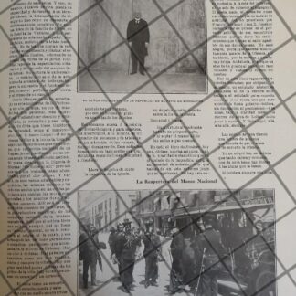 AFICHE ANTIGUO PORFIRIO DIAZ REINAGURA MUSEO NACIONAL 1910