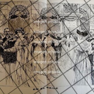 GRABADO ANTIGUO PORFIRIO DIAZ Y BAILE EN PALACIO NACIONAL 1910 POR: LILLO