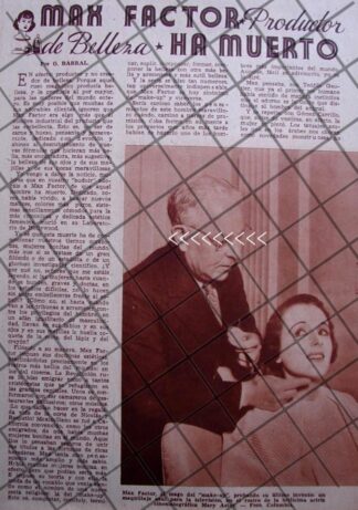 AFICHE ANTIGUO MUERE MAX FACTOR 1938 Maksymilian Faktorowicz