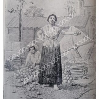 GRABADO ANTIGUO LEANDRO IZAGUIRRE 1896 LA NARANJERA