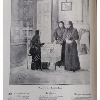 GRABADO RELIGIOSO ANTIGUO 1896, LEANDRO IZAGUIRRE