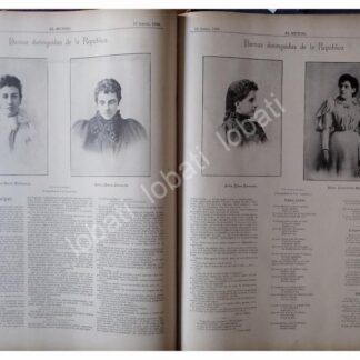 GRABADO ANTIGUO DAMAS DE SOCIEDAD/ DE JOSE LUPERCIO 1896