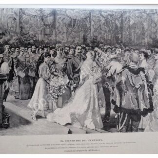 GRABADO ANTIGUO 1896 BODA DE ALEJANDRA SAXE-COBURG