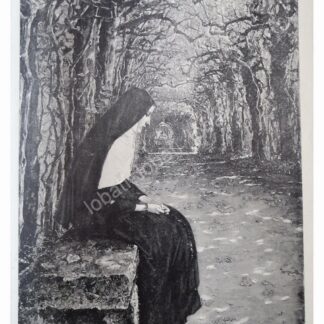 GRABADO RELIGIOSO ANTIGUO 1896 MONJA / ARTE SACRO