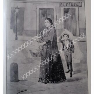 GRABADO ANTIGUO 1896 LEANDRO IZAGUIRRE, TIPOS NACIONALES