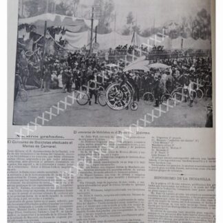 NOTA PRENSA ANTIGUA 1896 CONCURSO DE BICICLETAS