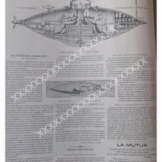 NOTA PRENSA ANTIGUA 1896 EL SUBMARINO DE GOUBET