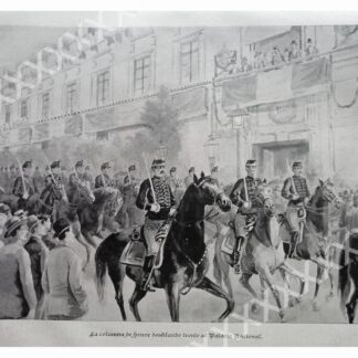 GRABADO ANTIGUO 1897 DESFILE MILITAR PALACIO NACIONAL