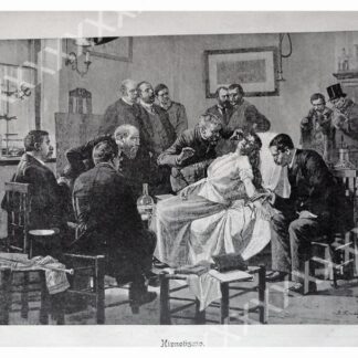 GRABADO ANTIGUO. 1897 ACTO DE HIPNOTISMO