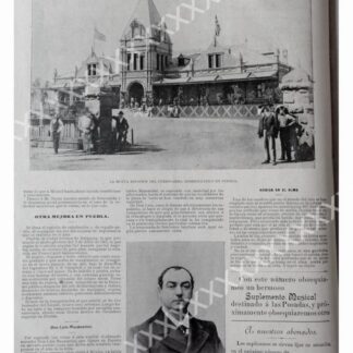 CARTEL ANTIGUO ORIGINAL DE 1897 NUEVA ESTACION FERROCARRIL PUEBLA