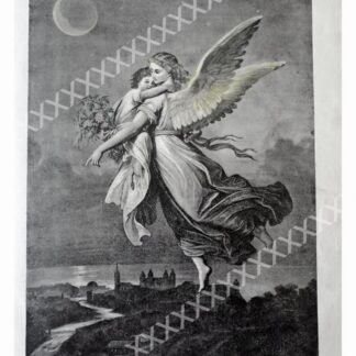 GRABADO ANTIGUO RELIGIOSO 1897 HACIA EL CIELO