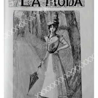 CARTEL ANTIGUO ORIGINAL DE REVISTA DE MODA ANTIGUA " LA MODA " 1897 / MUY RARA
