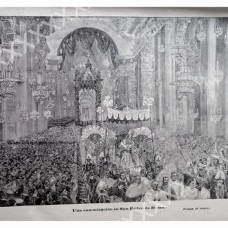 GRABADO ANTIGUO. UNA CANONIZACION EN ROMA 1897