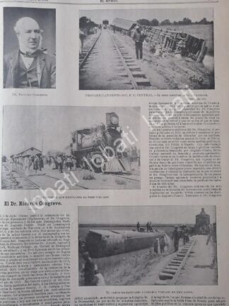 CARTEL ANTIGUO ORIGINAL DE DESCARRILAMIENTO DE TREN EN APASEO, GTO 1899 / FERROCARRIL