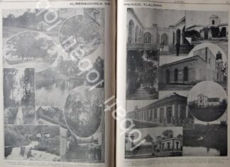 CARTEL ANTIGUO ORIGINAL DE CASAS Y LUGARES DE TLALPAM 1899 / LDM