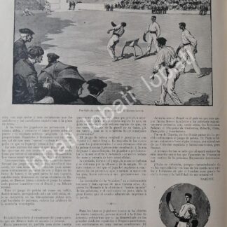 CARTEL ANTIGUO ORIGINAL DE EL JUEGO DE PELOTA VASCA 1899 / DPT