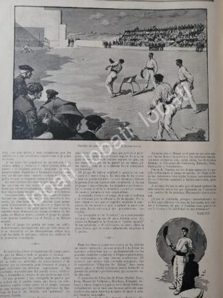 CARTEL ANTIGUO ORIGINAL DE EL JUEGO DE PELOTA VASCA 1899 / DPT