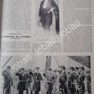 CARTEL ANTIGUO ORIGINAL DE EMBAJADOR COLOMBIANO LORENZO MARROQUIN OSORIO EN MEXICO 1899 /PLT