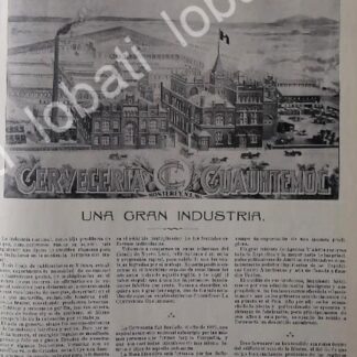 CARTEL ANTIGUO ORIGINAL DE CERVECERIA CUAUHTEMOC 1899 AMPLIO REPORTAJE