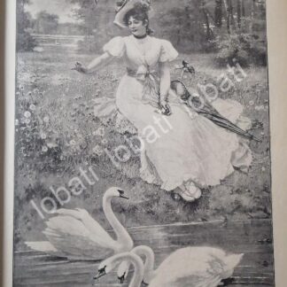 GRABADO ANTIGUO 1899 , EN EL PARQUE / ARTE