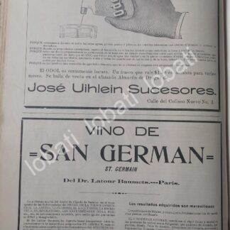 CARTEL ANTIGUO ORIGINAL DE VINO DE SAN GERMAN 1899 & DENTRIFICO ODOL ETC