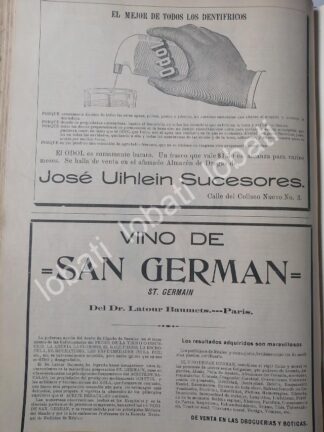 CARTEL ANTIGUO ORIGINAL DE VINO DE SAN GERMAN 1899 & DENTRIFICO ODOL ETC