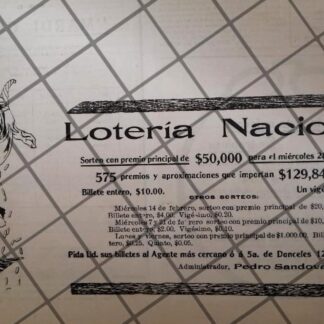 PUBLICIDAD ANTIGUA. LOTERIA NACIONAL 1912 /236