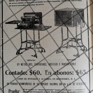 AFICHE ANTIGUO CASA JOSE CALDERON DE MONTERREY 1912