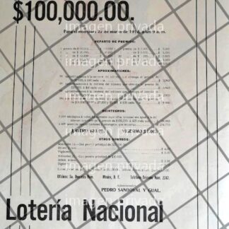 AFICHE ANTIGUO LOTERIA NACIONAL PEDRO SANDOVAL Y GUAL