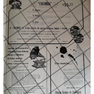 CARTEL PUBLICITARIO ANTIGUO GRAMOFONOS COLUMBIA 1912 /6