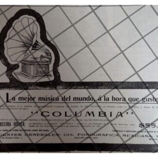 CARTEL PUBLICITARIO ANTIGUO GRAMOFONOS COLUMBIA 1912 /17