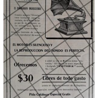 CARTEL PUBLICITARIO RETRO FONOGRAFO VICTORIA 1912