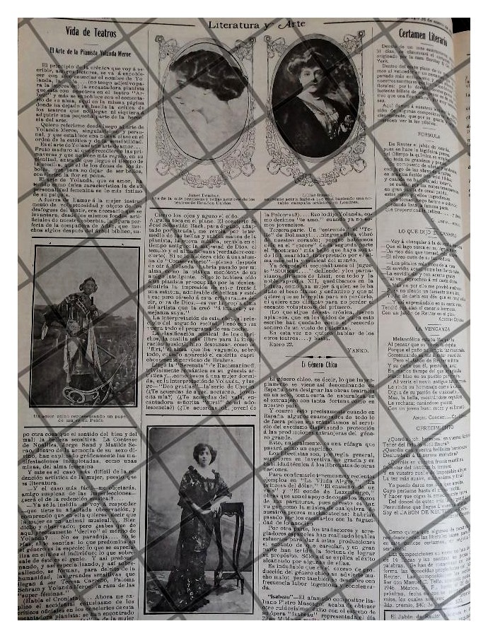 AFICHE ANTIGUO PIANISTA. YOLANDA MORE Y TEATRO 1912