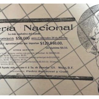AFICHES ANTIGUO LOTERIA NACIONAL 1912 /206