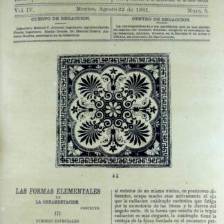 GACETA ANTIGUA. ESCUELA NACIONAL DE ARTES Y OFICIOS. AGO 1881 /2