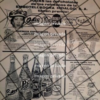CARTEL PUBLICITARIO RETRO PROMO DE EMBOTELLADORA HIDALGO 1969