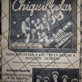 CARTEL RETRO CONCIERTO CHIQUILLADAS Y LORENZO ANTONIO MONTERREY 1984