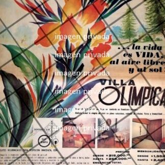 PUBLICIDAD RETRO COLONIA VILLA OLIMPICA. DIB. IGNACIO SIERRA