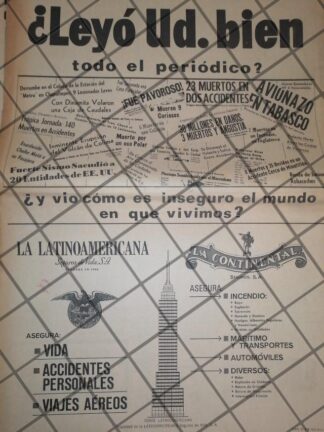 PUBLICIDAD RETRO SEGUROS LA CONTINENTAL 1969 . T. POSTER