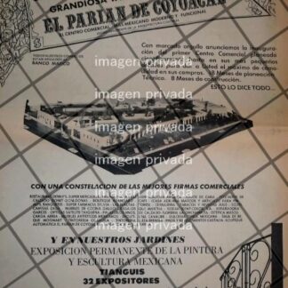 PUBLICIDAD RETRO INAUGURAN EL PARIAN DE COYOACAN 1969