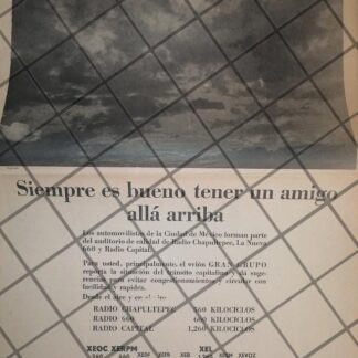 AFICHE ANTIGUO RADIO DIFUSORA RADIO CHAPULTEPEC Y MAS 1969