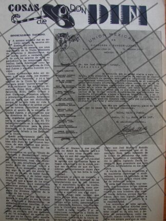 AFICHE ANTIGUO, SINDICATO DE PICADORES Y BANDERILLEROS 1937