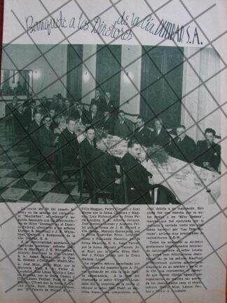 AFICHE ANTIGUO BANQUETE DE HILOS DUNBAR S.A, 1937