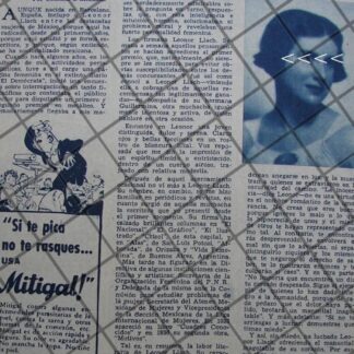 AFICHE ANTIGUO LA ESCRITORA LEONOR LLACH 1937