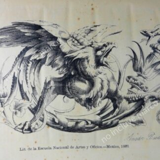 RARISIMO GRABADO ANTIGUO DE AMADOR POSADAS 1881 /HIPOGRIFO