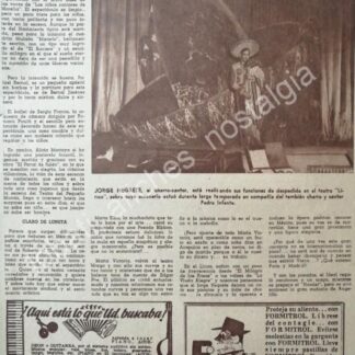 CARTEL ANTIGUO ORIGINAL DE JORGE NEGRETE EN EL TEATRO LIRICO 1952 Y OTRAS NOTAS